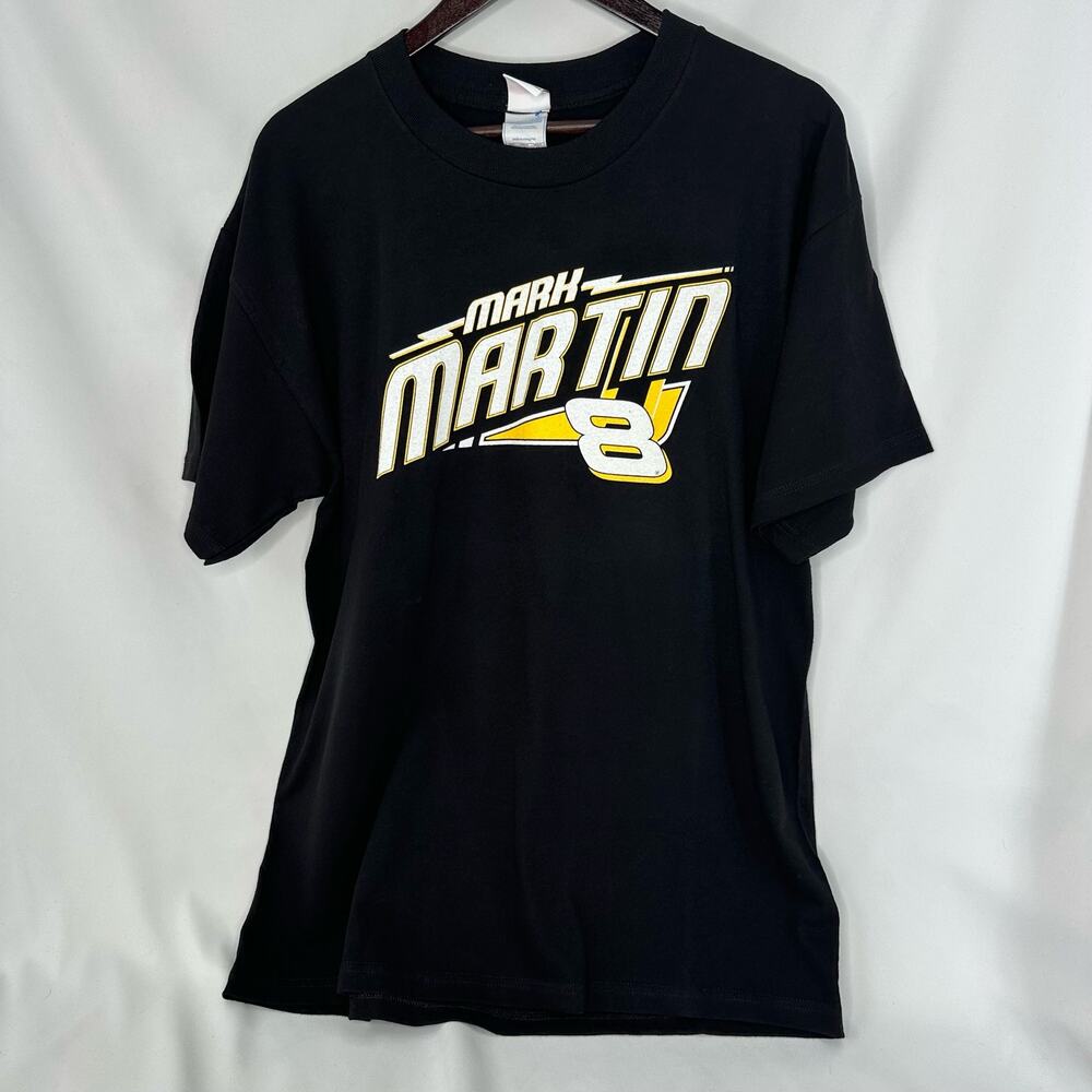 Mark Martin #8 Nascar T-Shirt Black US Army Car Checkered Flag Sports 2008 Large